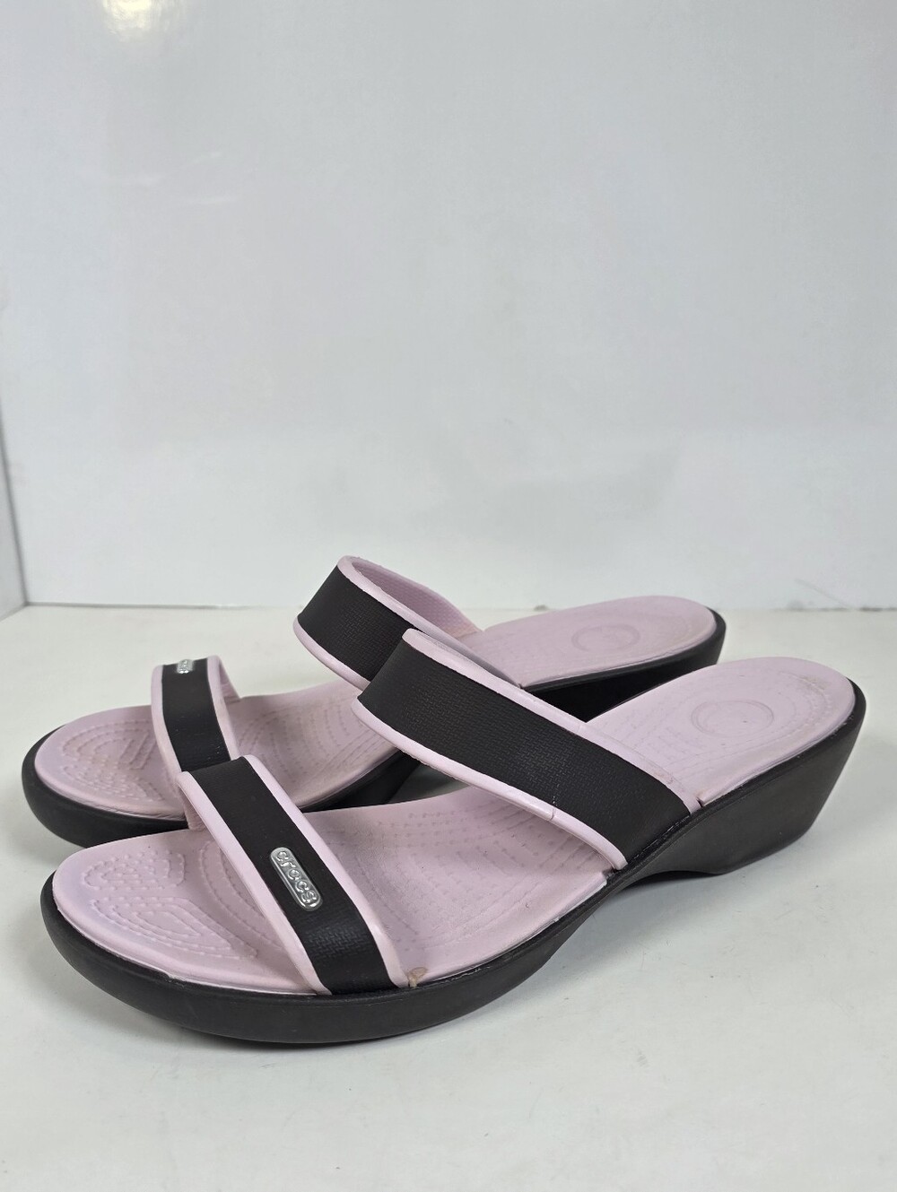 Crocs Shima Wedge Slide Pink And Brown Sandals